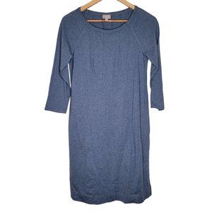 J. Jill Small S Gray / Blue 3/4 Sleeve‎ Pleated Women's Dress